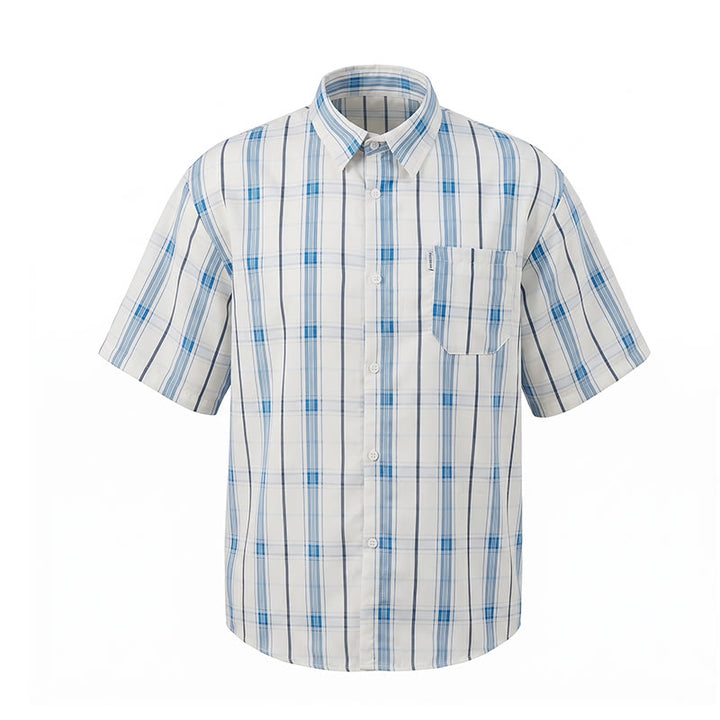 Chemise à carreaux rayée classique sur fond crème, idéale pour le bureau au quotidien. - image 11