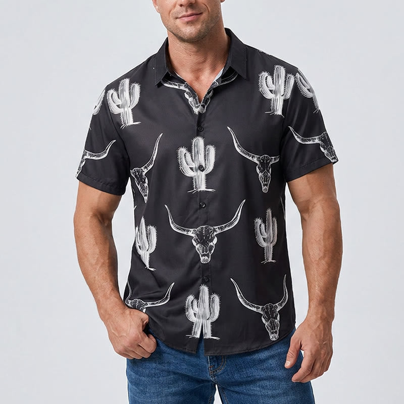 T-shirt graphique audacieux style western avec cactus et longhorn - image 1