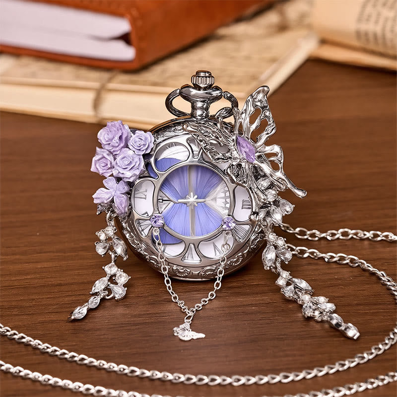 Montre de poche artisanale Lavande Butterfly Secret Garden - Style n° 2 - image 1