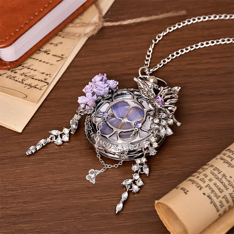 Montre de poche artisanale Lavande Butterfly Secret Garden - image 8
