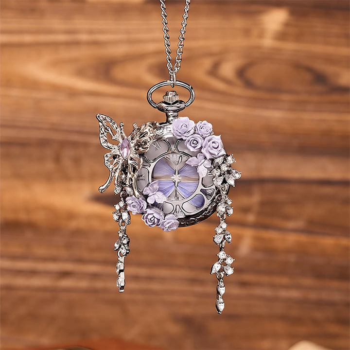 Montre de poche artisanale Lavande Butterfly Secret Garden - image 4