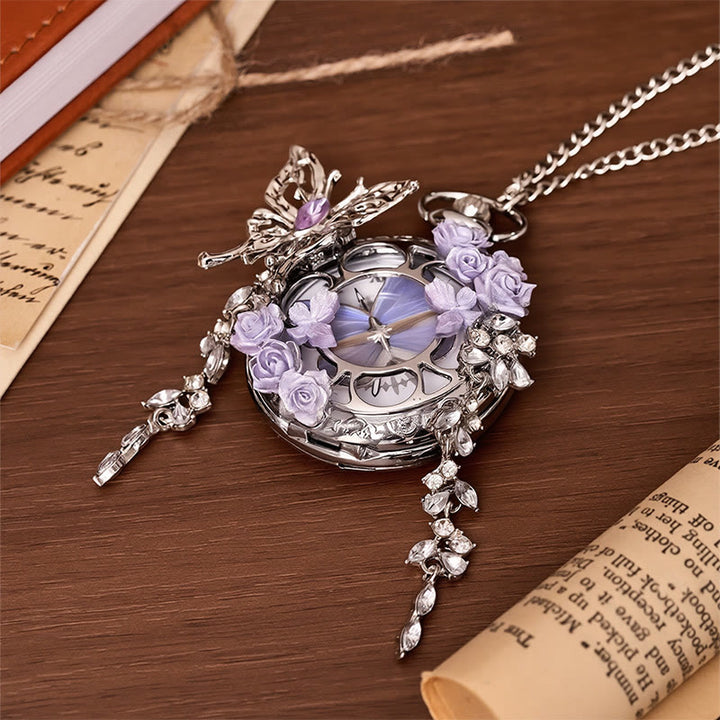 Montre de poche artisanale Lavande Butterfly Secret Garden - image 3