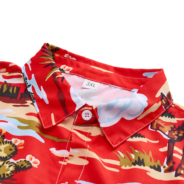 T-shirt rouge imprimé cowboy du désert de l'Ouest et cactus - image 4