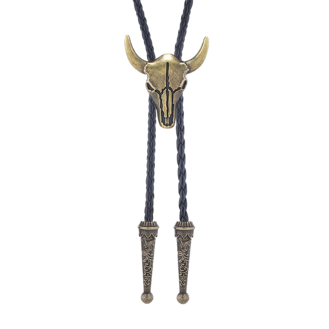Cravate bolo vintage cowboy en bronze avec crâne de taureau - Bronze - image 3