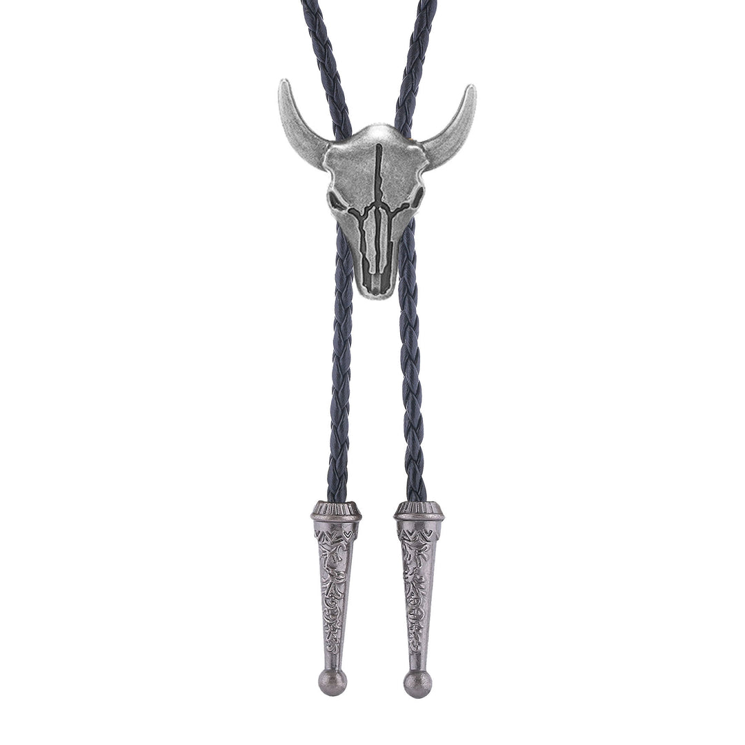 Cravate bolo vintage cowboy en bronze avec crâne de taureau - Argent - image 7