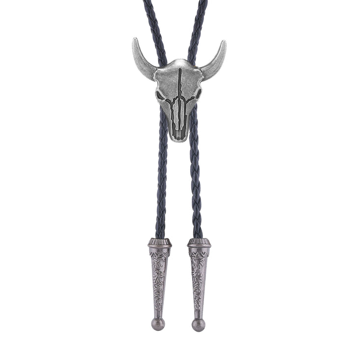 Cravate bolo vintage cowboy en bronze avec crâne de taureau - Argent - image 7