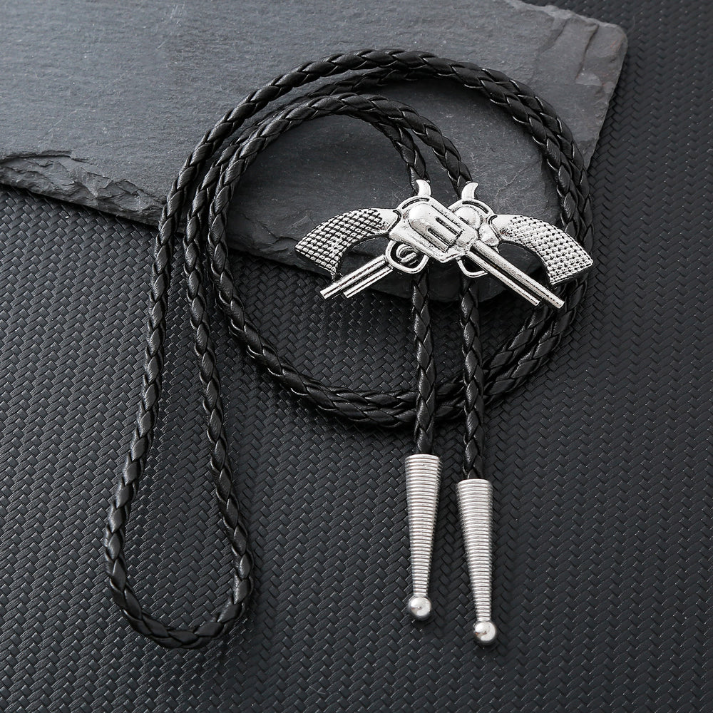 Cravate Bolo pistolet croisé rétro occidental - Argent - image 1