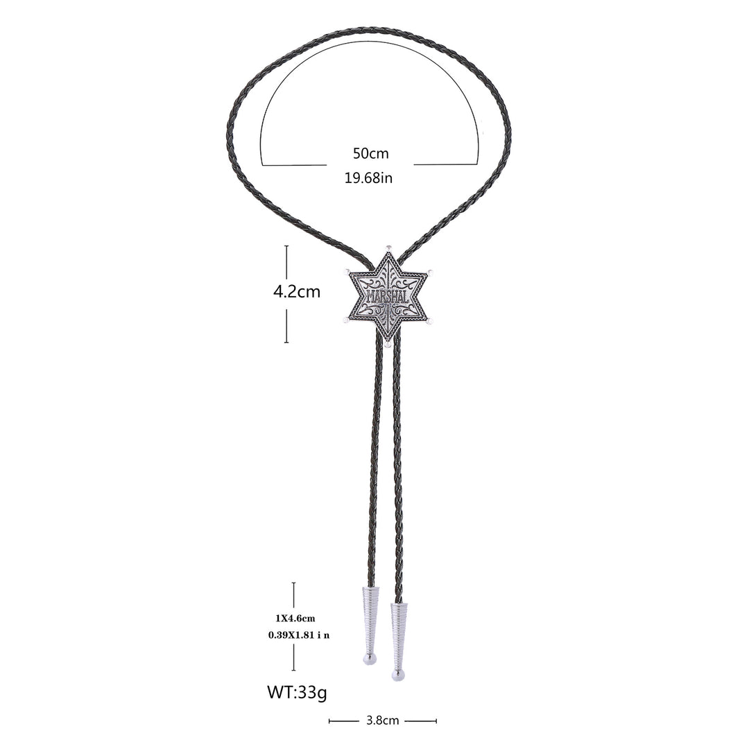 Cravate bolo vintage Western Marshal Hexagram Star Badge Bolo Tie - image 2