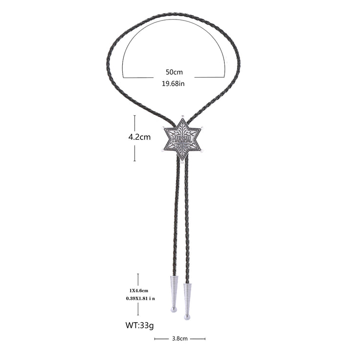 Cravate bolo vintage Western Marshal Hexagram Star Badge Bolo Tie - image 2