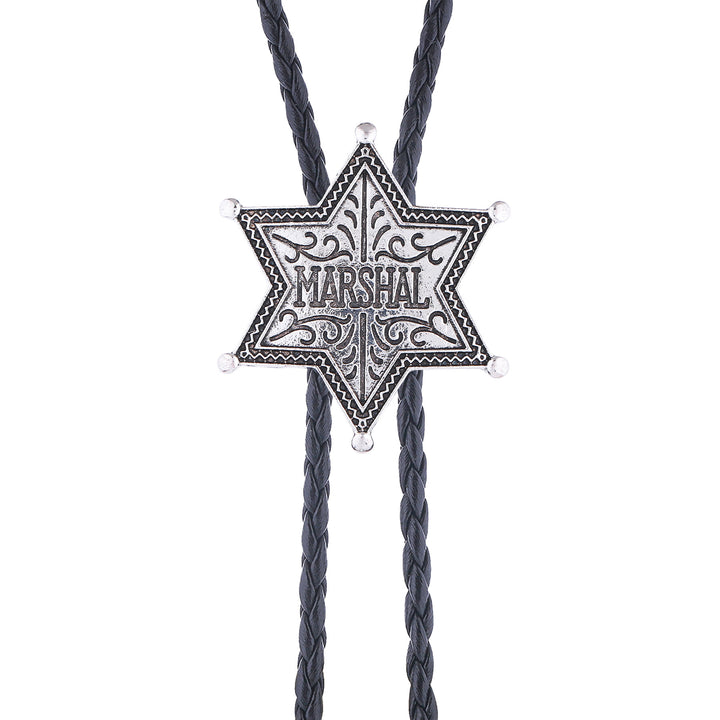 Cravate bolo vintage Western Marshal Hexagram Star Badge Bolo Tie - image 5