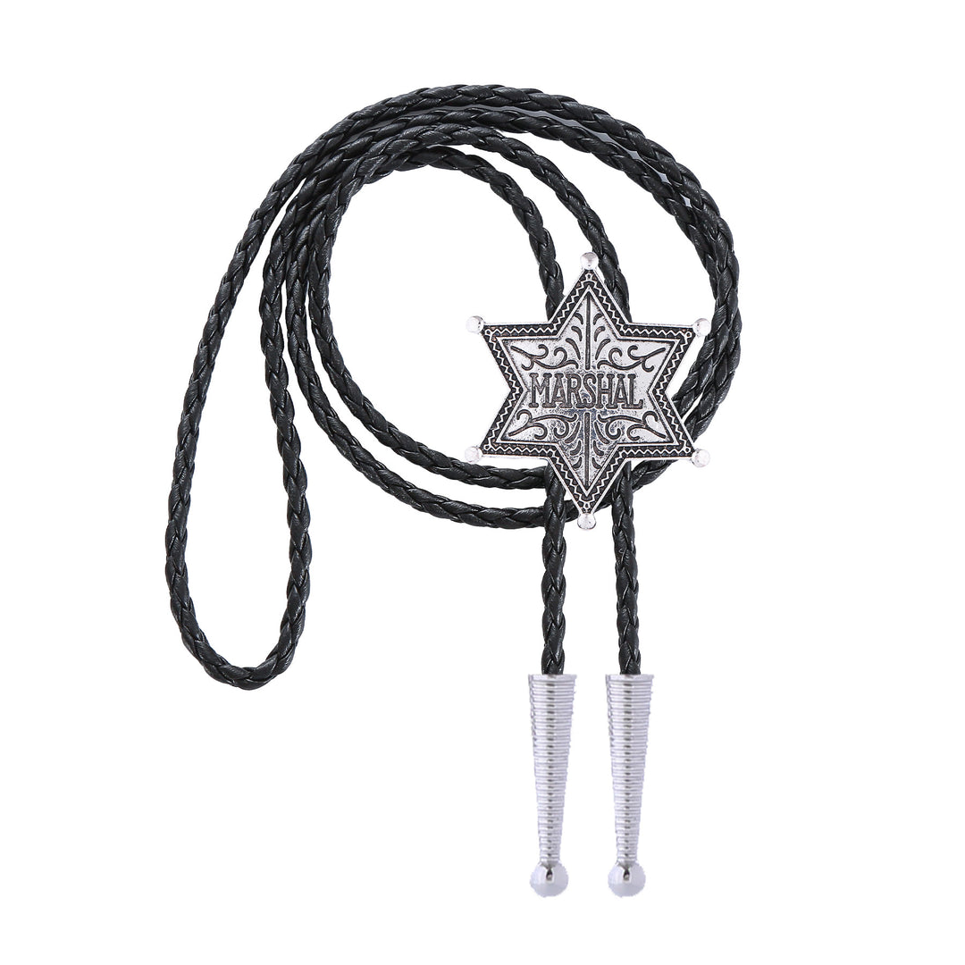 Cravate bolo vintage Western Marshal Hexagram Star Badge Bolo Tie - image 4