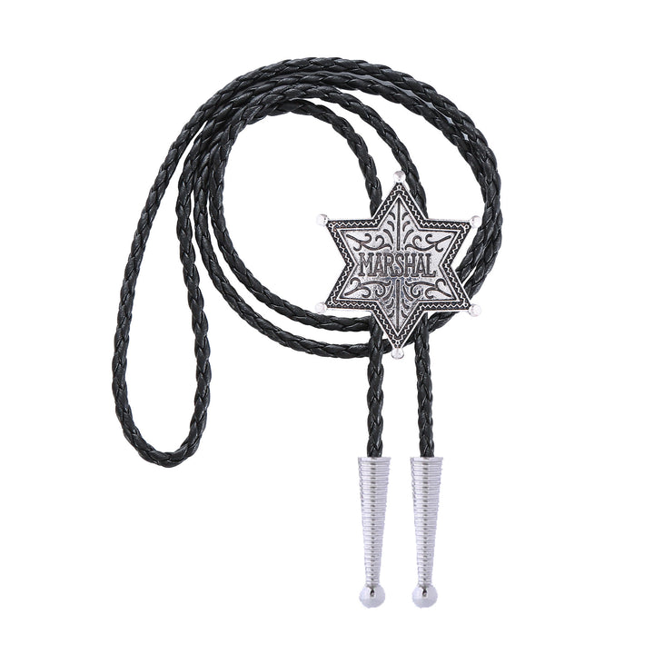 Cravate bolo vintage Western Marshal Hexagram Star Badge Bolo Tie - image 4