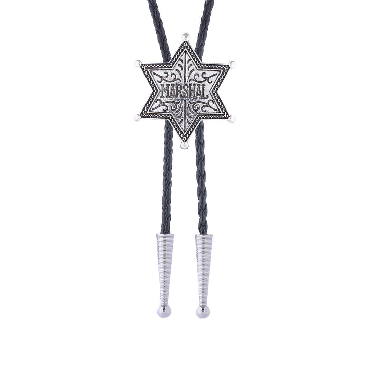 Cravate bolo vintage Western Marshal Hexagram Star Badge Bolo Tie - image 3