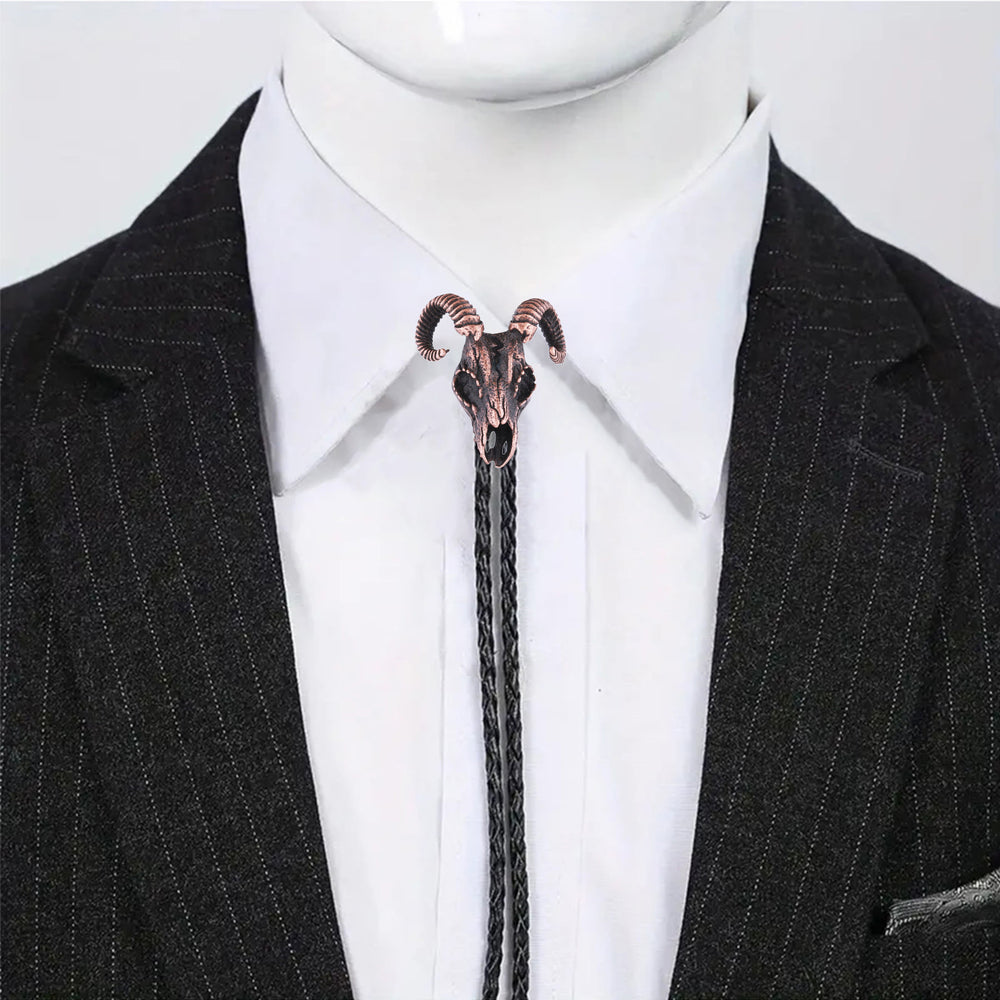 Cravate bolo gothique à motif crâne de bélier et esthétique sombre - image 1