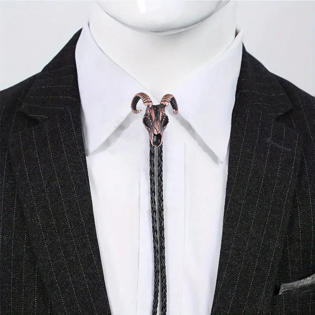 Cravate bolo gothique à motif crâne de bélier et esthétique sombre - image 1