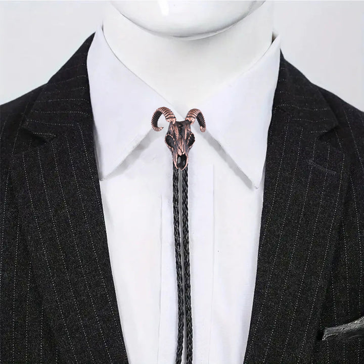 Cravate bolo gothique à motif crâne de bélier et esthétique sombre - image 1