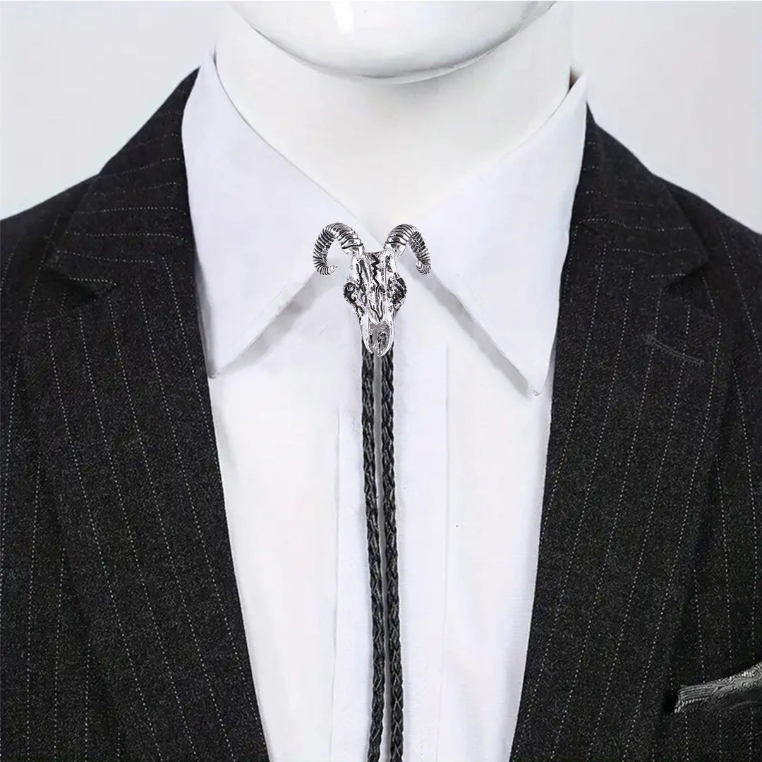 Cravate bolo gothique à motif crâne de bélier et esthétique sombre - image 10