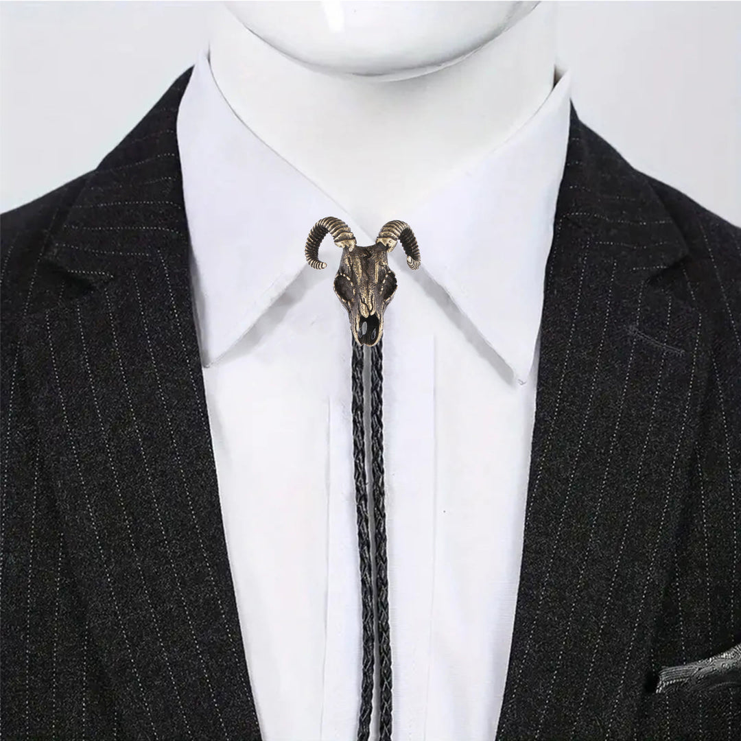 Cravate bolo gothique à motif crâne de bélier et esthétique sombre - image 7