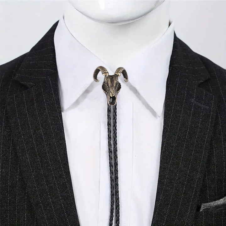 Cravate bolo gothique à motif crâne de bélier et esthétique sombre - image 7