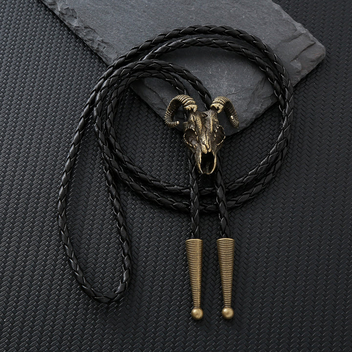 Cravate bolo gothique à motif crâne de bélier et esthétique sombre - Bronze - image 6