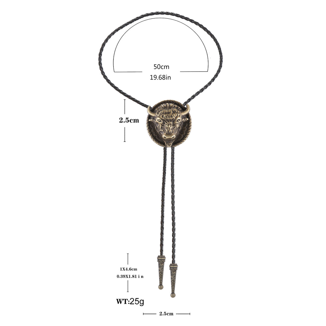 Buffalo Head Médaillon Old West Bolo Tie - image 2