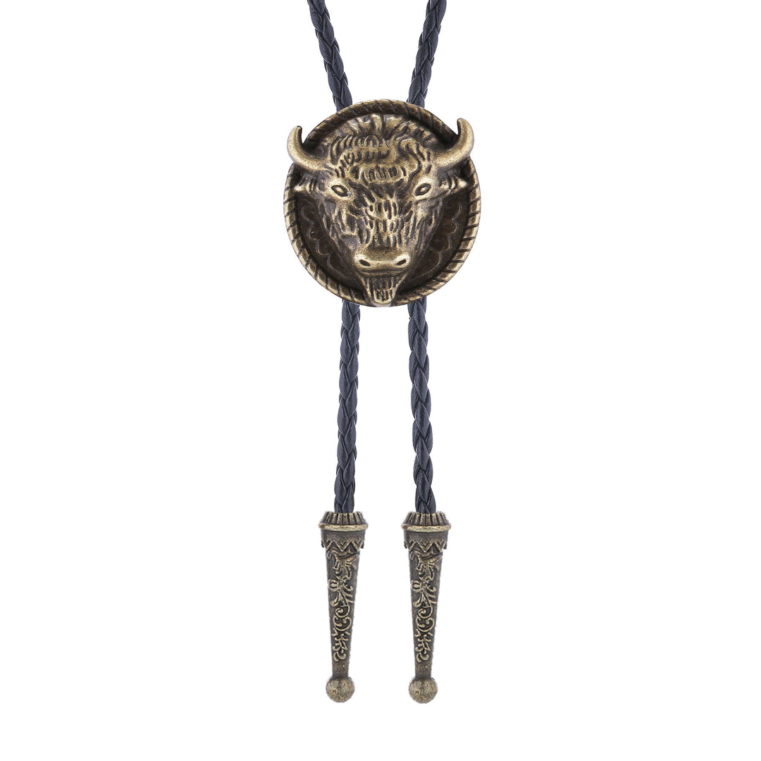 Buffalo Head Médaillon Old West Bolo Tie - image 3