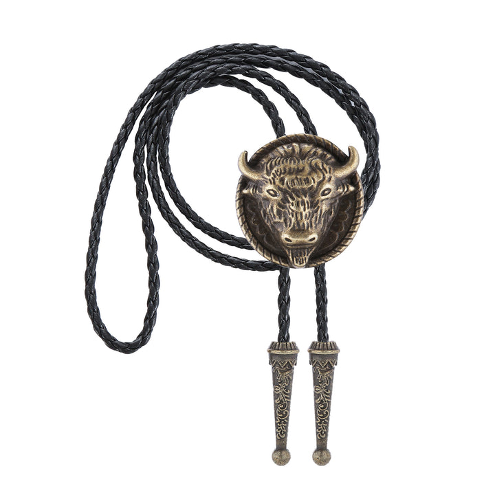 Buffalo Head Médaillon Old West Bolo Tie - image 4