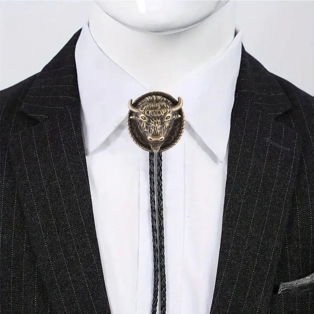 Buffalo Head Médaillon Old West Bolo Tie - image 1
