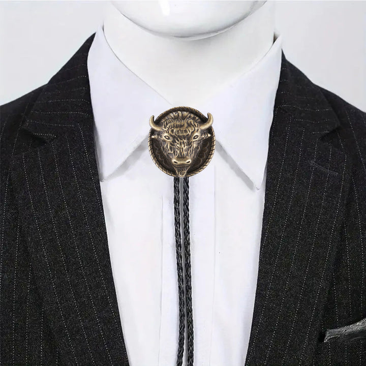 Buffalo Head Médaillon Old West Bolo Tie - image 1