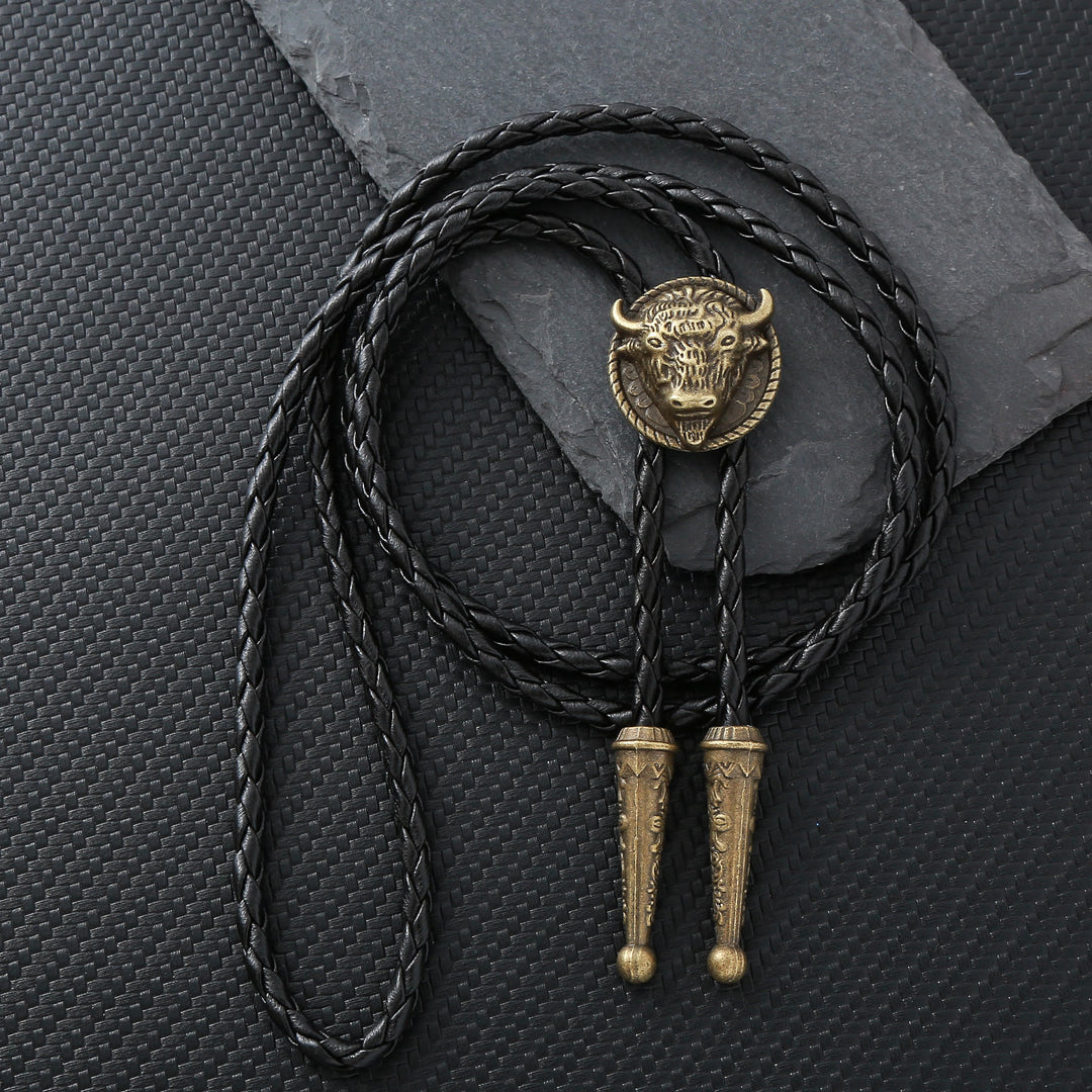 Buffalo Head Médaillon Old West Bolo Tie - Bronze - image 0