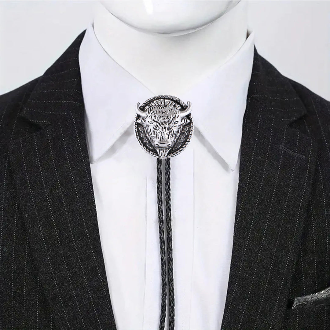Buffalo Head Médaillon Old West Bolo Tie - image 6