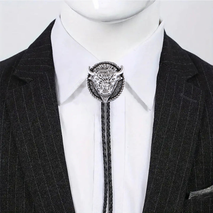 Buffalo Head Médaillon Old West Bolo Tie - image 6