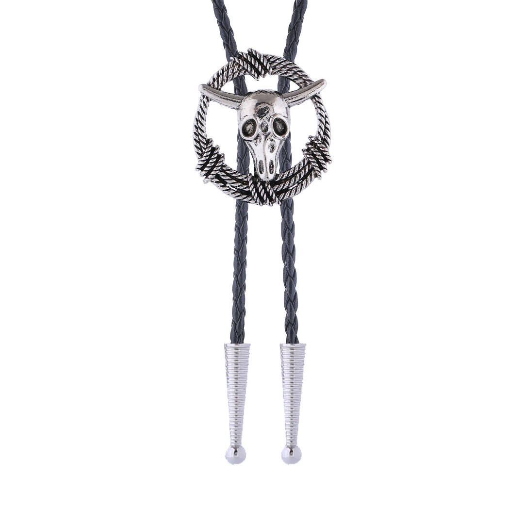 Couronne de corde en forme de crâne de taureau, style rock, cravate bolo - image 3