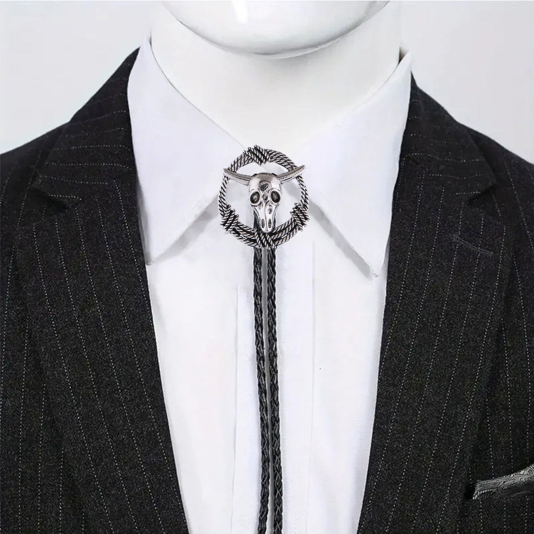 Couronne de corde en forme de crâne de taureau, style rock, cravate bolo - image 1