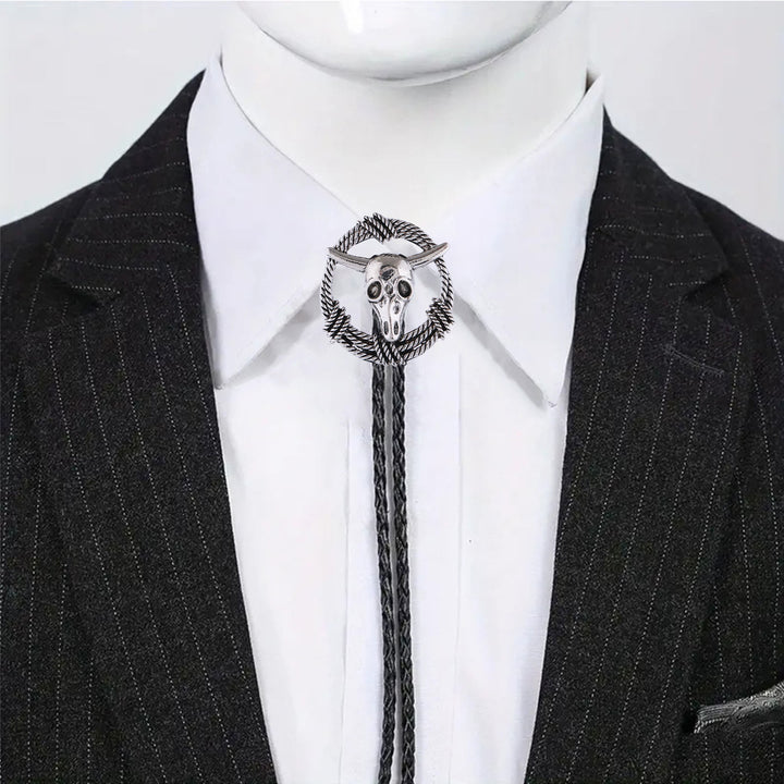 Couronne de corde en forme de crâne de taureau, style rock, cravate bolo - image 1