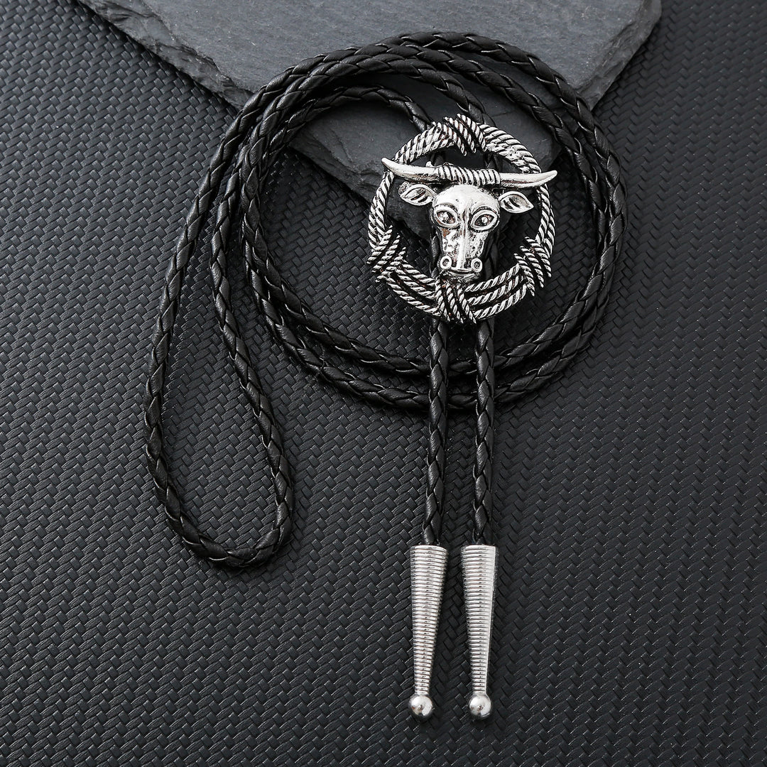 Couronne de nœuds bolo style rock avec corde de taureau Longhorn de rodéo - Argent - image 6
