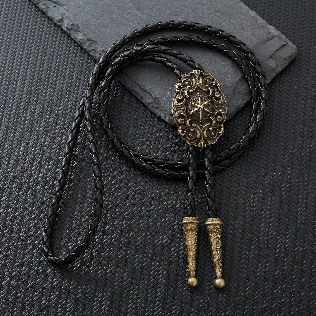 Cravate Bolo occidentale victorienne avec étoile de boussole ornée - Bronze - image 0