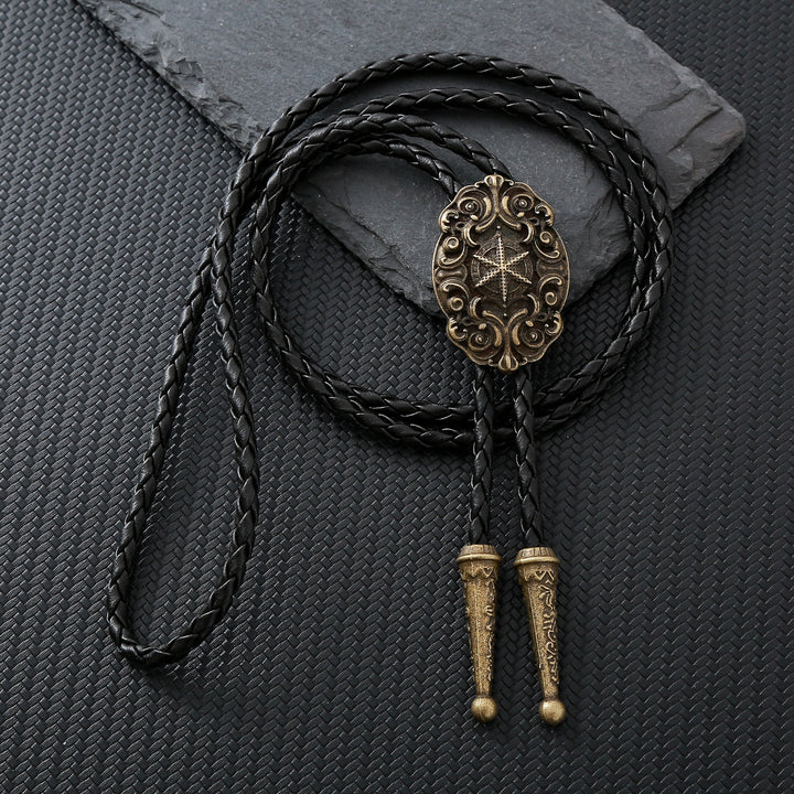 Cravate Bolo occidentale victorienne avec étoile de boussole ornée - Bronze - image 0
