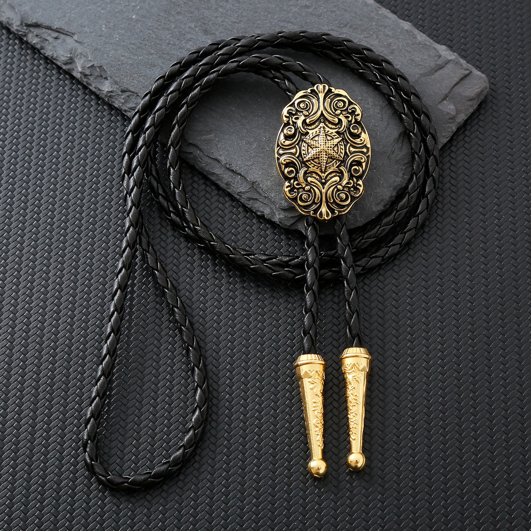 Cravate Bolo occidentale victorienne avec étoile de boussole ornée - Or - image 9