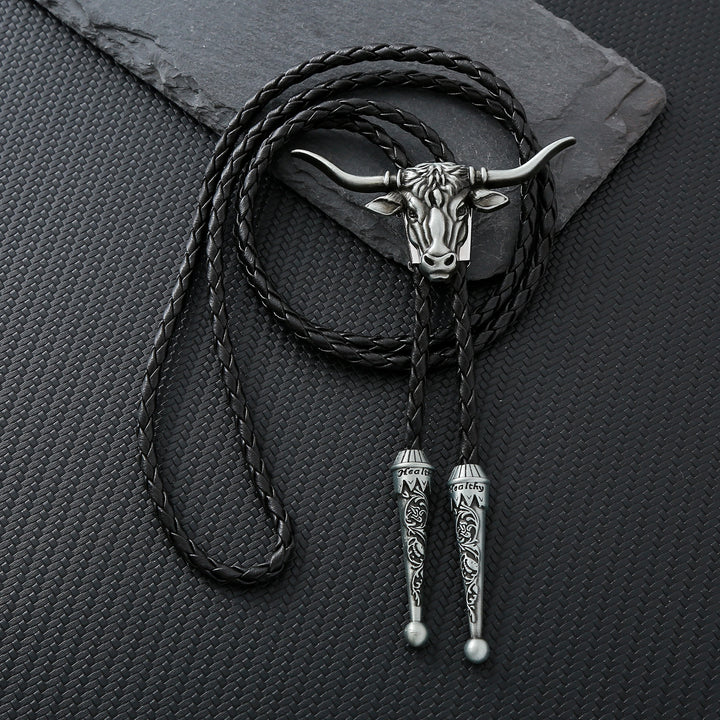 Cravate bolo Force et Santé Western Longhorn Bull Spirit - Argent antique - image 0