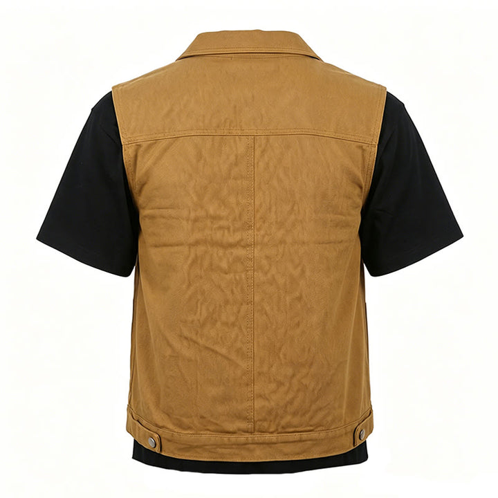 Gilet en jean délavé à double poches, style vintage américain décontracté, pour homme - image 9