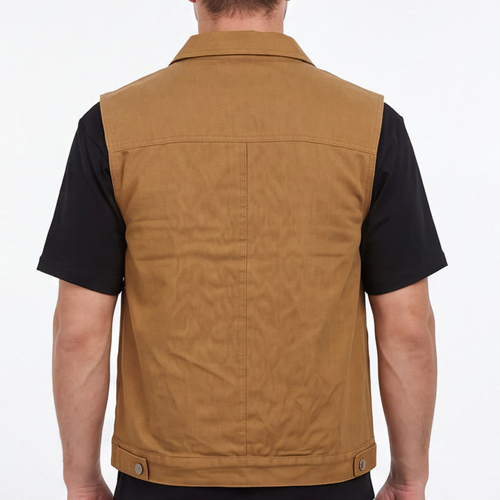 Gilet en jean délavé à double poches, style vintage américain décontracté, pour homme - image 2