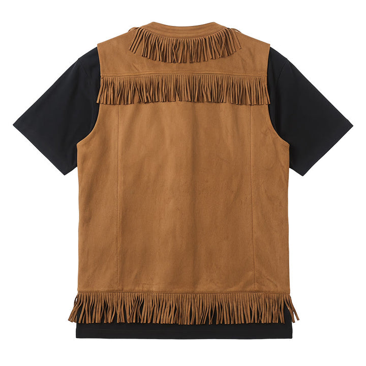 Gilet en daim à franges style western hippie pour homme - image 9