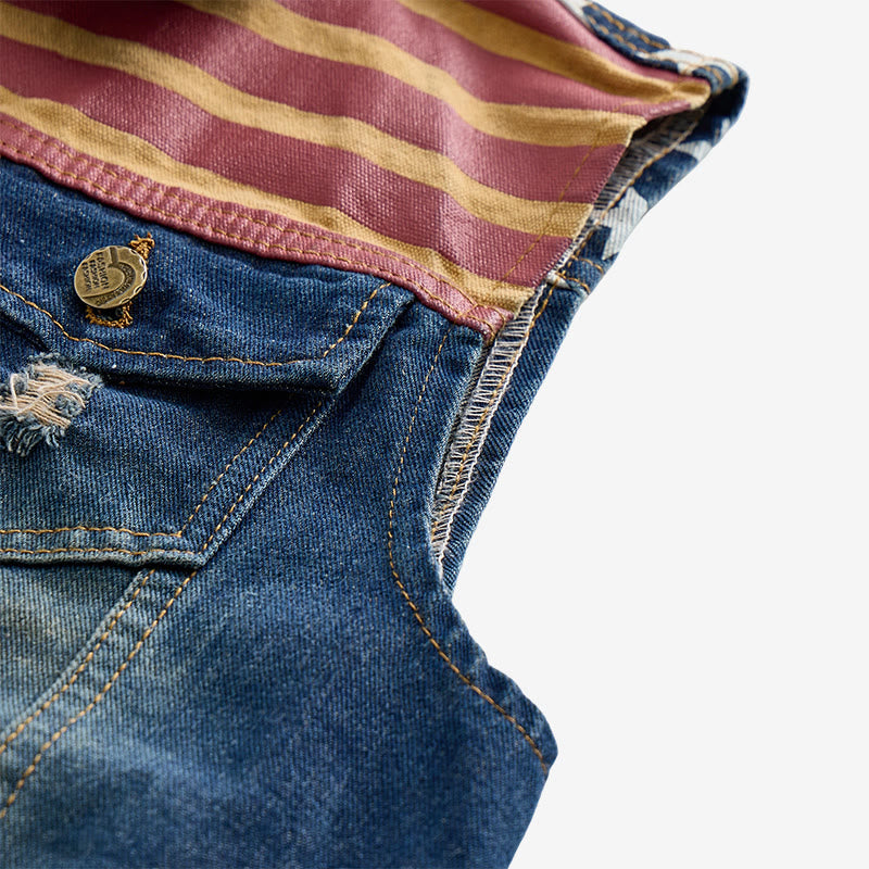Gilet en jean slim style coréen à motif drapeau américain pour homme - image 7