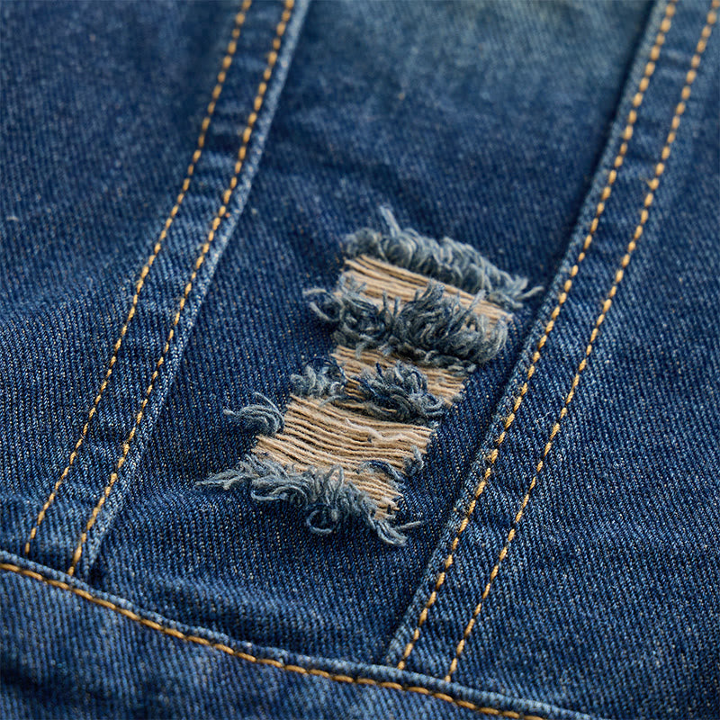 Gilet en jean slim style coréen à motif drapeau américain pour homme - image 6