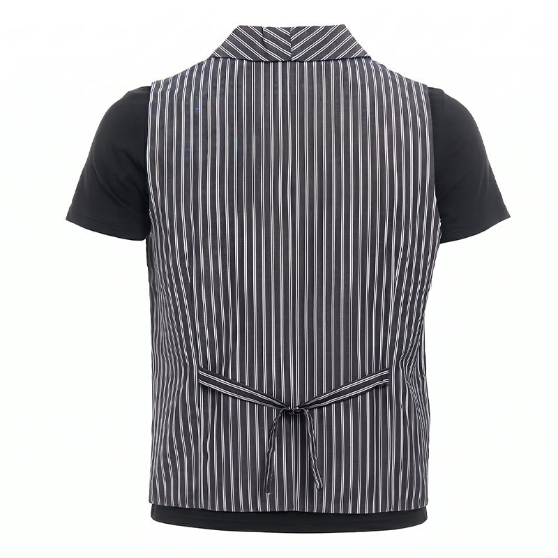 Gilet de costume rétro gris rayé pour homme, coupe slim, style gentleman. - image 9