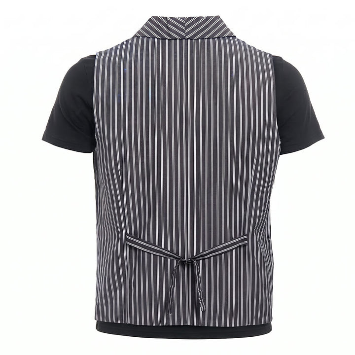 Gilet de costume rétro gris rayé pour homme, coupe slim, style gentleman. - image 9