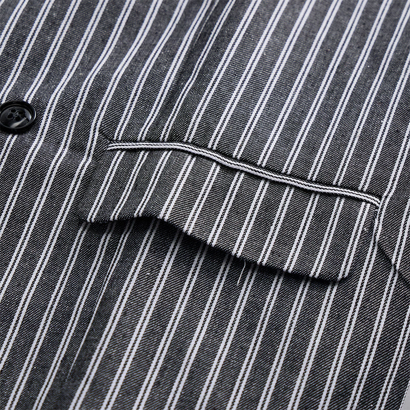 Gilet de costume rétro gris rayé pour homme, coupe slim, style gentleman. - image 5