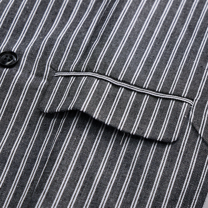 Gilet de costume rétro gris rayé pour homme, coupe slim, style gentleman. - image 5