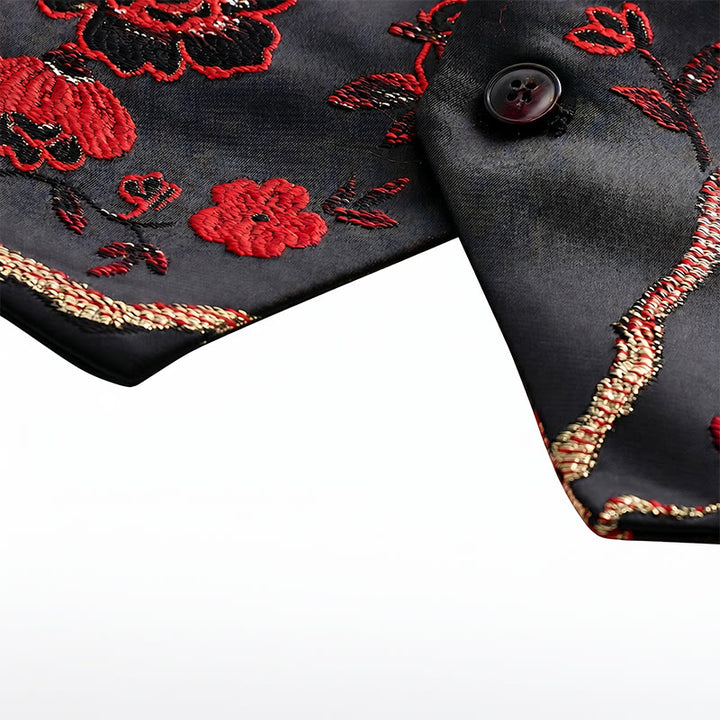 Gilet de costume slim fit pour homme, en jacquard à motif floral oriental - image 9